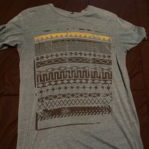 forever 21 Mens  Blue Shirt with Aztec Graphic on front Small